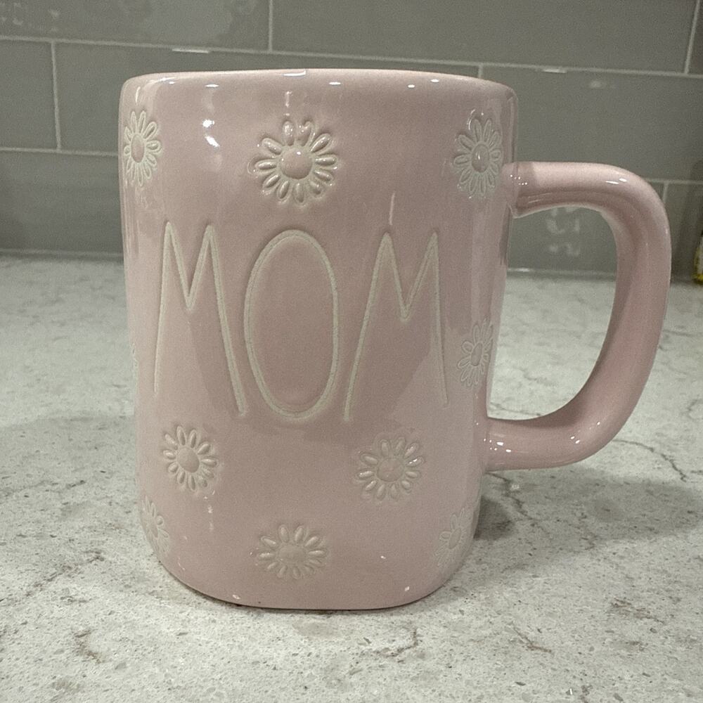 MOM All-around Daisy Flower Print Rae Dunn Mug Mother Pink New